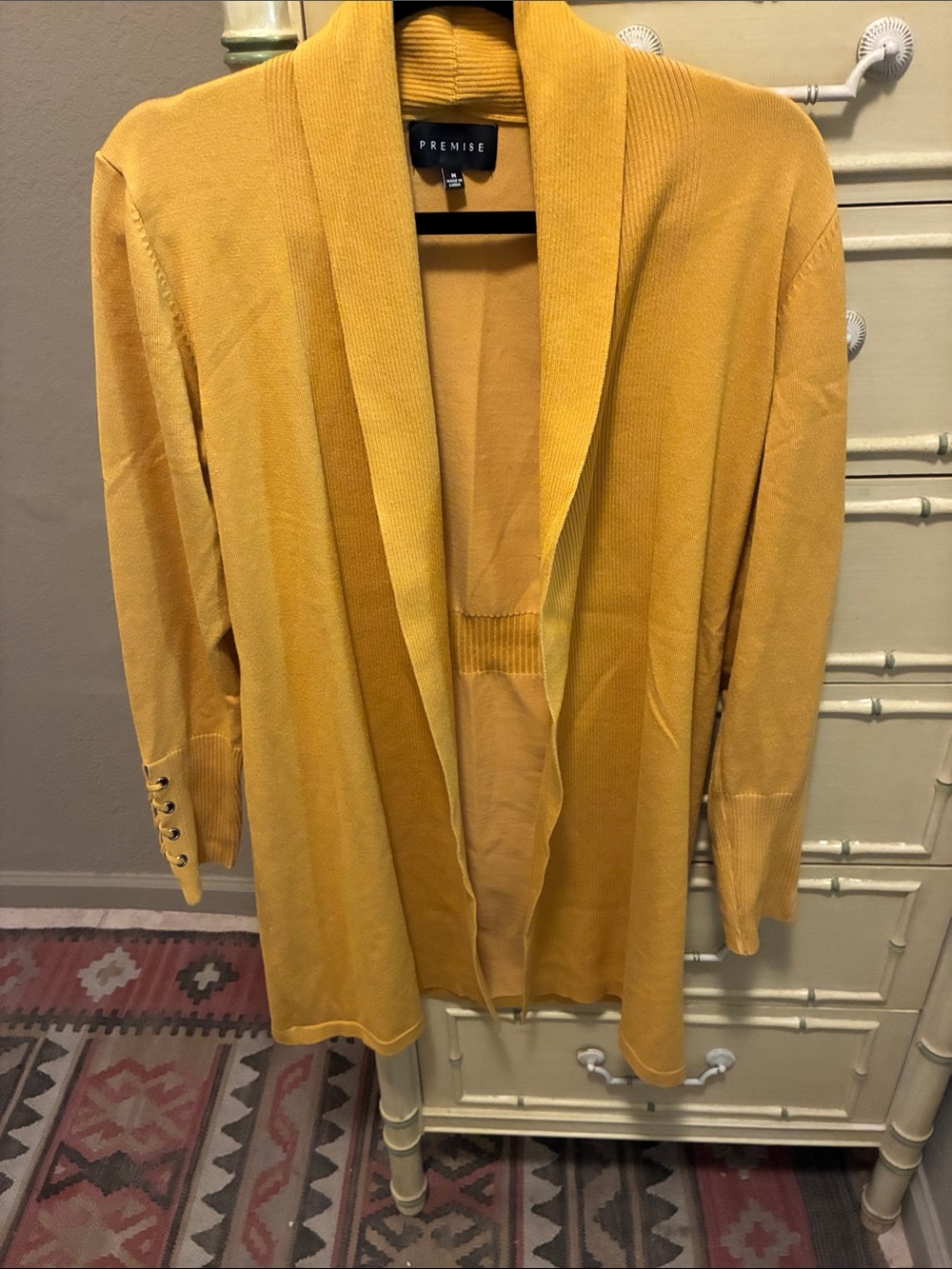 Premise Mustard Open-Front Shawl Collar Cardigan size M